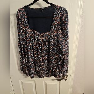 Lucky Brand Navy Floral Blouse